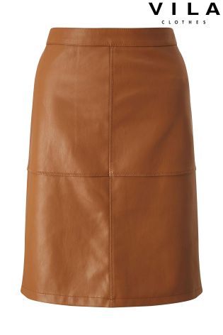 Vila Leather A Line Skirt